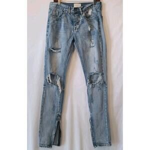 Fear Of God Fourth Collection Mens Distressed Selvedge Jeans 29 Zip Ankle